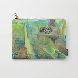 Giant Sea Turtle Watercolor Fine Art Print Reproduction Painting "The Lovers" Carry-All Pouch | Nature, Painting, Turtle, Animal, Seaturtle, Love 