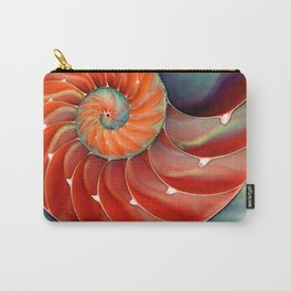 Nautilus Shell - Nature's Perfection by Sharon Cummings Carry-All Pouch | Orange, Vibrant, Colorfulart, Ocean, Pattern, Nature, Beachtheme, Nautilusshell, Green, Beach 