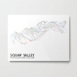 Squaw Valley, CA - Minimalist Trail Map Metal Print | Vector, Abstract, Illustration, Graphic Design 