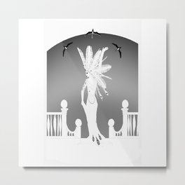 White Mischief Metal Print | Painting, Illustration, Vintage, Black and White 