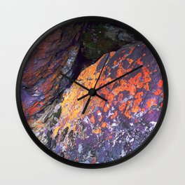 Colorful Moss on Rocks Wall Clock | Modern, Rocks, Sophisticated, Oranges, Reds, Stylish, Organic, Texture, Pattern, Chic 