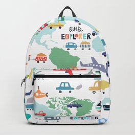 Travel The World Trains Planes Cars Trucks Map Backpack | Map, Genderneutral, Kids, Helicopter, Cute, Planes, World, Baby, Cars, Trucks 