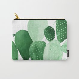 Green Paddle Cactus II Carry-All Pouch | Painting, Nature, Illustration 