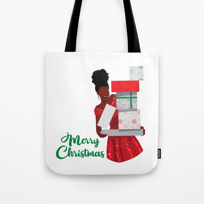 Merry Christmas Black African American Woman Gifts Tote Bag