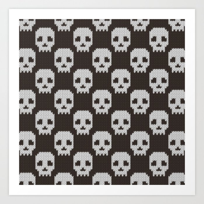 Knitted skull pattern Art Print by Knitted Cake Society6