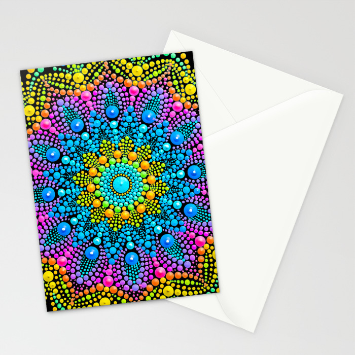 Mandala Painting On Canvas Mini Yellow Stationery Cards By