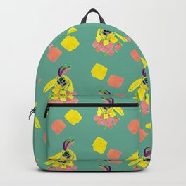 Bird head on turquoise pattern  Backpack | Yellowandorange, Naturelover2021, Mosaicart, Turquoisebird, Birdhead, Peacock, Giftidea2021, Greeny, Graphicdesign, Feather 