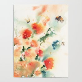 Bees and flowers  Poster