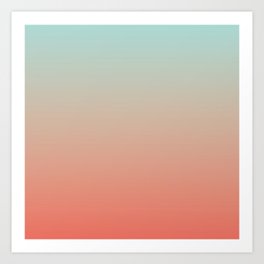 Ombre Living Coral with Turquoise Art Print