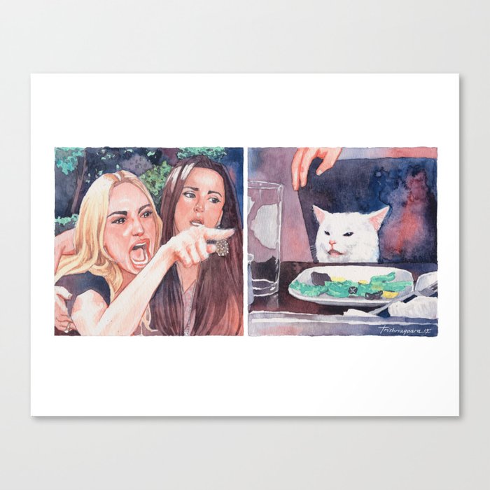 Woman Yelling At Cat Canvas Print By Trishnagaara Society6