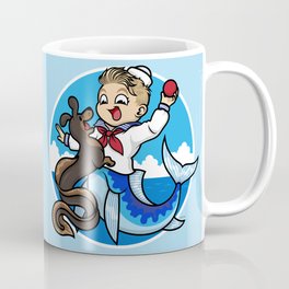 A Merboy and his Sea Dog Coffee Mug | Puppy, Hybrid, Dachshund, Sea, Sailor, Mermay, Mermaids, Animal, Mythical, Fish 