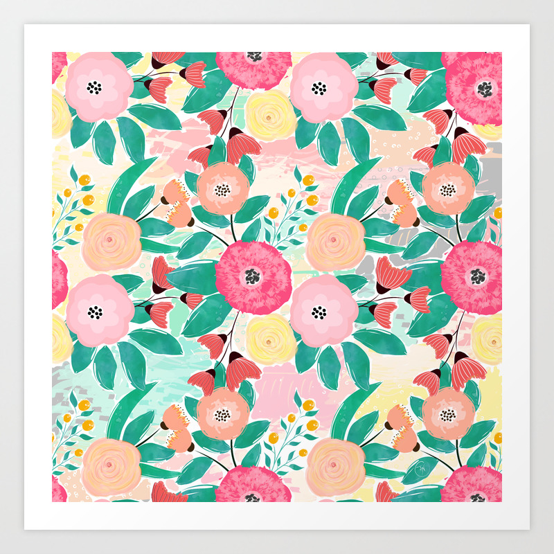 Modern Brush Paint Abstract Floral Paint Art Print By Inovarts