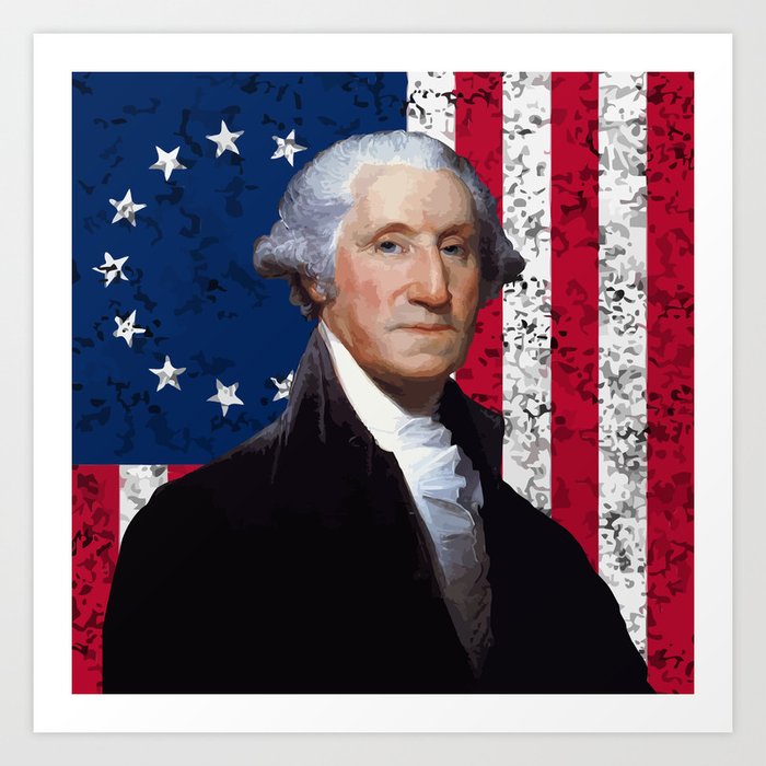 President George Washington And The American Flag Art Print By Warishellstore Society6