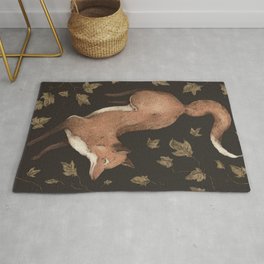 The Fox and Ivy Rug | Graphite, Illustration, Red, Plants, Curated, Painting, Fox, Botanical, Vulpes, Nature 