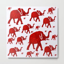 ELEPHANT Red #1 Metal Print | Elephant, Pattern, Elephantmarch, Animal, Elephantpattern, Children, Redelephant, Redandwhite, Elephants, Cartoon 