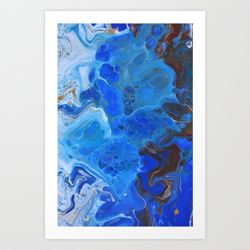 Storm Surge Blue And Brown Fluid Acrylic Abstract Painting Art