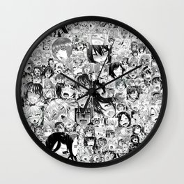 Japaness collage image Wall Clock | Digital, Graphicdesign, Black And White, Pattern 