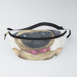Cute Pug Puppy Dog Watercolor Painting Fanny Pack