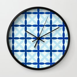 blue and white geometric pattern Wall Clock | Blue, Chequeredpattern, Bag, Pillow, Digital, Graphic, Pattern, Wallpaper, Jali, Blueandwhite 