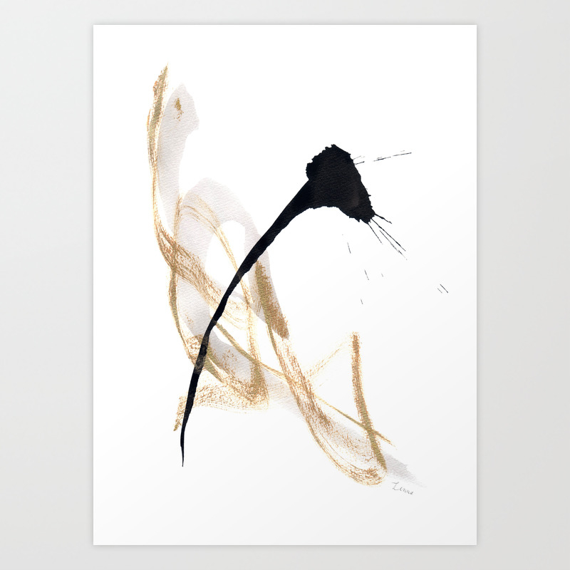 Live Your Color No 10 Black Gold Modern Minimal Black And White Abstract Painting Art Print By Lennaarty Society6
