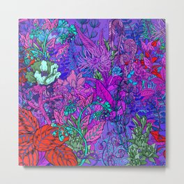 Electric Garden Metal Print | Beautiful, Spring, Pattern, Purple, Nature, Vines, Flowers, Love, Summer, Pink 