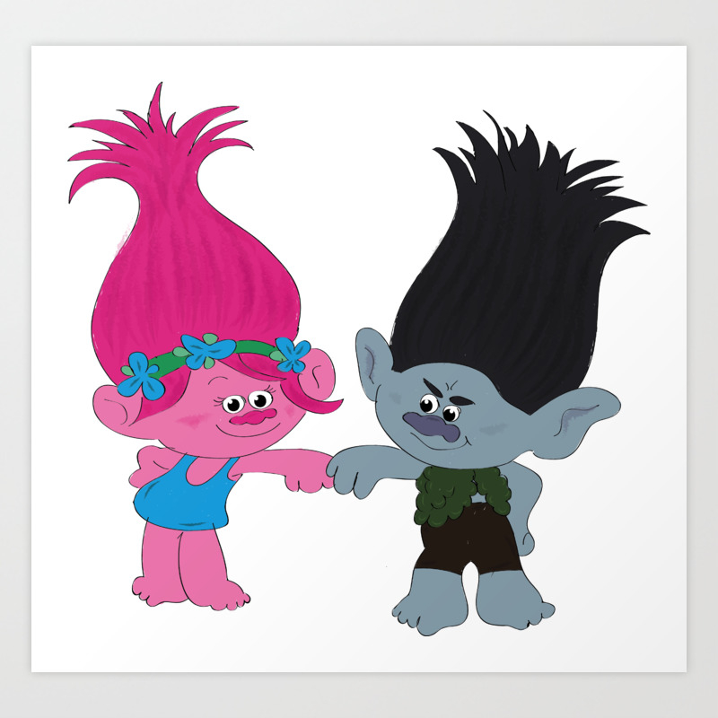 Poppy And Branch From Trolls And Dreamworks Art Print By Gerganar