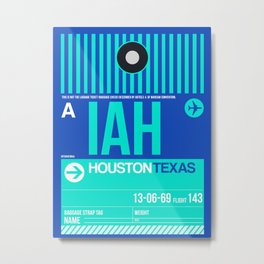 IAH Houston Luggage Tag 2 Metal Print | Typography, Homedecoration, State, Texas, Graphicdesign, Traveling, Move, Usa, Digital, Decor 