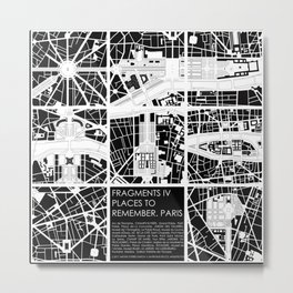Fragments IV Paris Metal Print | Graphicdesign, Citymap, Eiffeltower, Globetrotters, Travelmaps, Blackandwhite, Map, Cartography, Landscape, Earth 