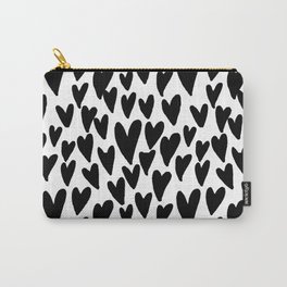 hearts love valentines day minimal black and white pattern gifts Carry-All Pouch | Hearts, Pattern, Black And White, Gift, Digital, Gifts, Love, Minimal, Valentines, Valentinesday 