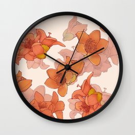 Red Kapok Wall Clock | Digital, Kapok, Drawing, Hero, Red, Hope, Tree, Happiness, Pattern, Orange 
