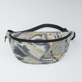 Spotted Snow Leopard Art Digital Bkground  Fanny Pack