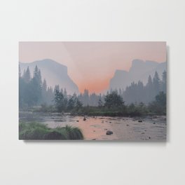 Yosemite Valley Sunrise Pretty Pink Metal Print | Painting, California, Graphicdesign, Abstract, Landscape, Wanderlust, Pattern, Nature, Nationalpark, Yosemite 