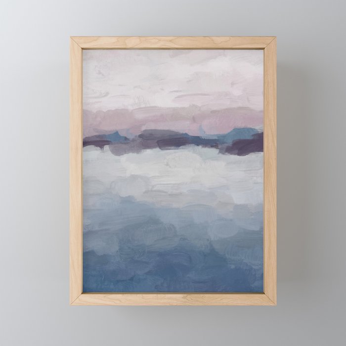 Plum Purple Lavender Blue Abstract Painting Ocean Waves Cloud