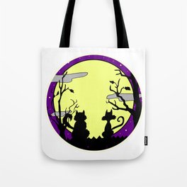 Cats on a Fence in the Moonlight Tote Bag