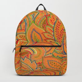 peach paisley Backpack | Tangerine, Painting, Peach, Pattern, Orange, Summer, Golden, Warm, Apricot, Vintage 
