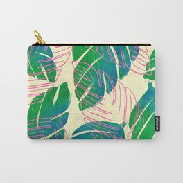Paradiso II Carry-All Pouch | Leaves, Curated, Nature, Print, Paint, Ink, Surfacepattern, Mixed Media, Green, Foliage 