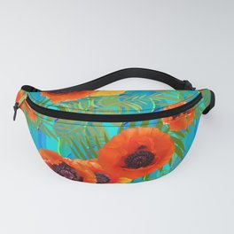 Poppies and Turquoise Fanny Pack