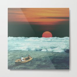Meditation on Saturday Morning Metal Print | Collage, Cloud, Digital, Curated, Boat, Sun, Trippy, Surreal, Surrealism, Sky 