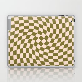 Check VI - Green Twist — Checkerboard Print Laptop & iPad Skin | Checked Pillow, Squares, Geometric, Checkerboard Green, 90S, Warped, Checked Print, Checkerboard Pattern, Checked Pattern, Pattern 