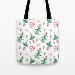 Christmas Tree and Elf Pattern Tote Bag