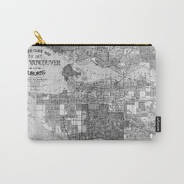 Vintage Map of Vancouver Canada (1920) BW Carry-All Pouch | Vancouver, Cartograph, Old, Atlas, Vintage, Britishcolumbia, Drawing, Canada, Vancouvercanada, Map 