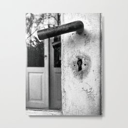 Looking In Metal Print | Digital, Abandonhouse, Reflections, Keyhole, Photo, Doorhandle, Oldhouse, Doorframe, House, Black and White 