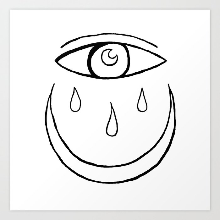 Evil Eye Crescent Moon Drawing Art Print By Avrah Society6