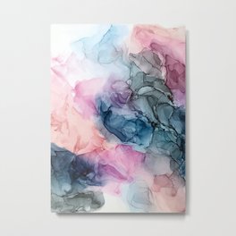Heavenly Pastels: Original Abstract Ink Painting Metal Print | Fluidart, Abstractart, Ink, Adore, Contemporary, Blush, Modern, Expressionism, Pink, Fineart 