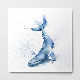 Blue Metal Print | Animal, Bluewhale, Watercolor, Blue, Painting, Ocean, Seacreature, Whale 