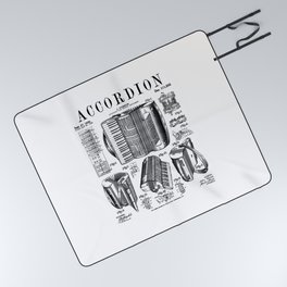 Accordion Player Accordionist Instrument Vintage Patent Picnic Blanket