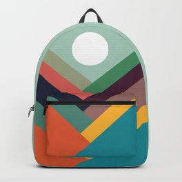 Rows of valleys Backpack | Abstract, Fractal, Colorful, Cubism, Minimalism, Geometric, Painting, Digital, Illustration, Moon 