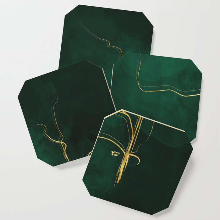 Kintsugi Emerald Green Gold Kintsugi Japan Marble Watercolor