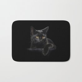 Black Cat Badematte | Feline, Photo, Blackcat, Domestic, Digitalmanipulation, Cat, Digital, Cute, Black, Animal 