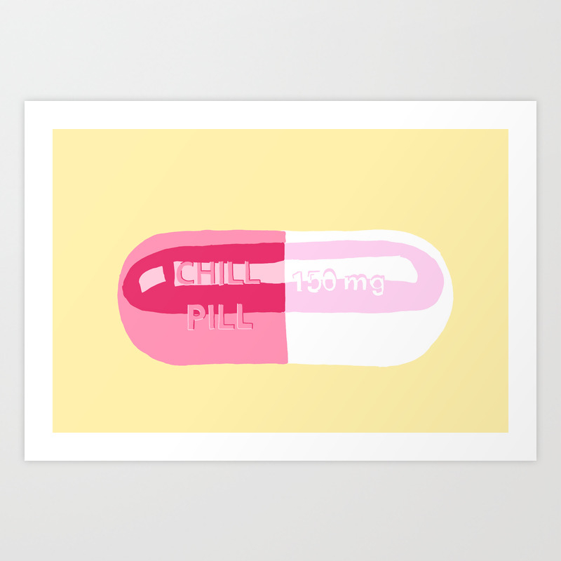 Chill Pill Yellow Art Print